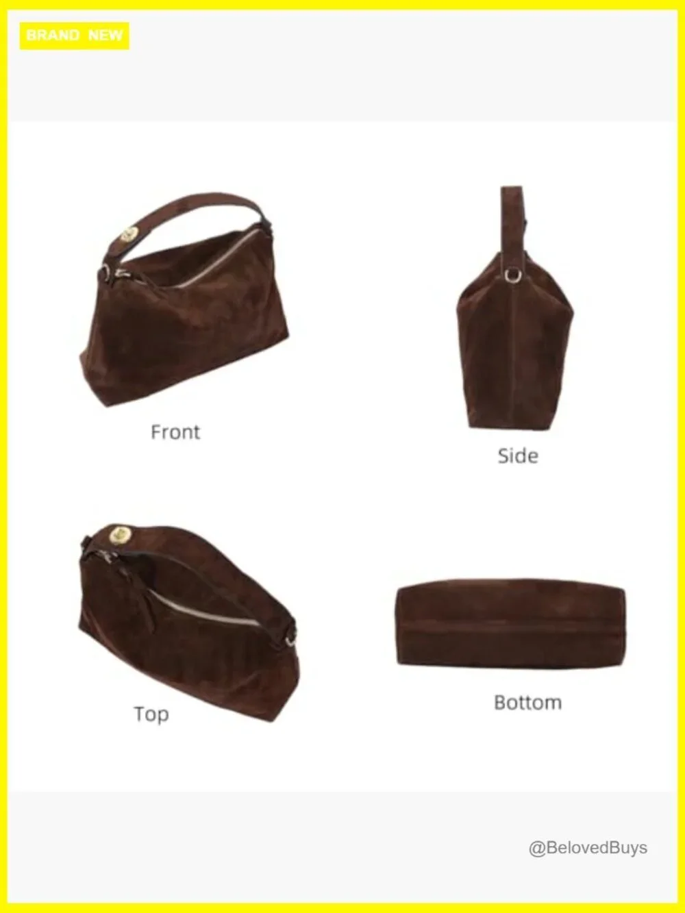 Genuine Suede Leather Hobo Bag - Tote Crossbody Shoulder Purse